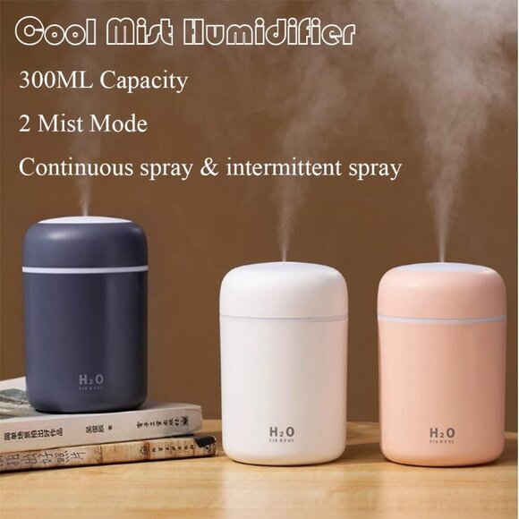 Portable Mini Humidifier, 300ml Small Cool Mist Humidifier with Colorful LED Nig - Picture 3 of 5